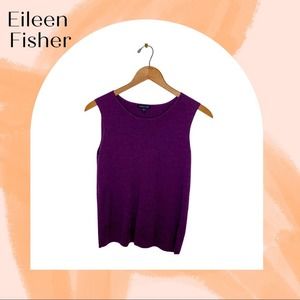 Eileen Fisher purple Merino Wool sleeveless top  L